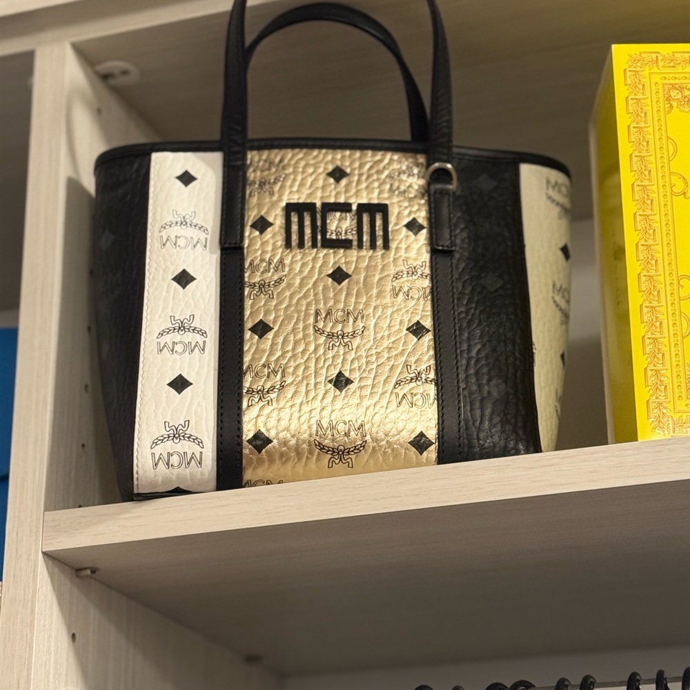 MCM Monochrome Logo Tote Bag